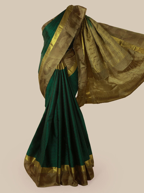 

Pothys Green & Gold-Coloured Pure Silk Woven Design Saree