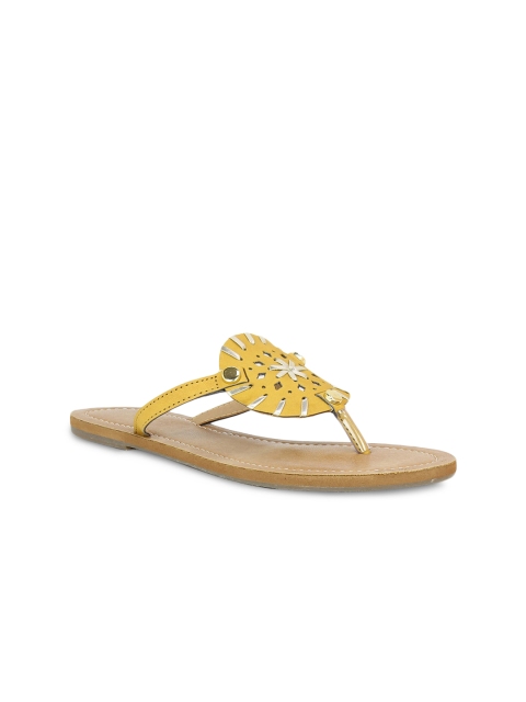 

Inc 5 Women Yellow Embellished T-Strap Flats
