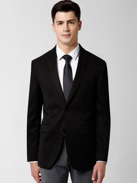 

Peter England Men Black Self Design Slim-Fit Single-Breasted Formal Blazer
