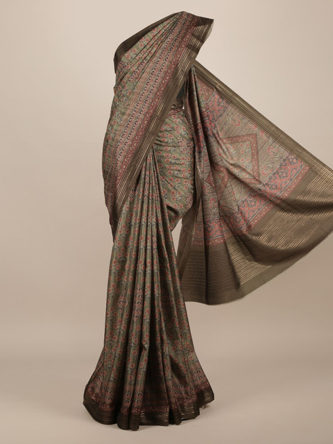 

Pothys Green & Red Jute Silk Printed Saree