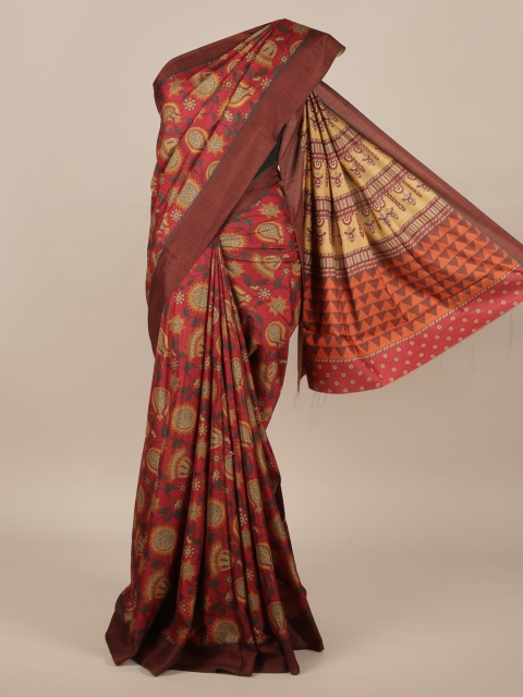 

Pothys Red Woven Design Jute Silk Saree