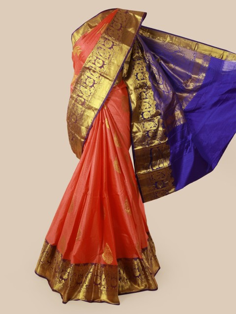 

Pothys Peach-Coloured & Gold Pure Silk Woven Design Saree