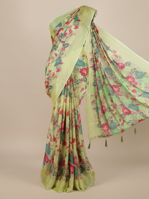 

Pothys Green & Pink Poly Chiffon Printed Saree
