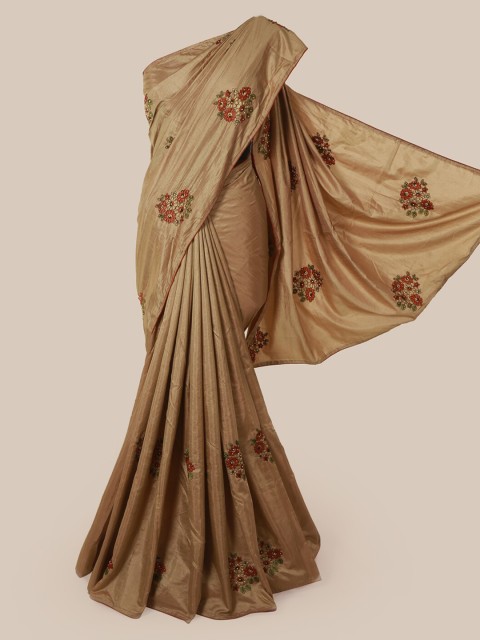 

Pothys Tan Embroidered Art Silk Saree