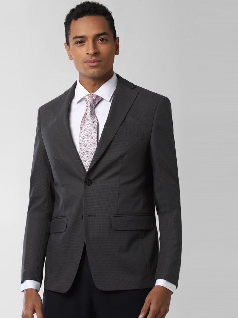 

Peter England Elite Men Grey Self Design Slim-Fit Single-Breasted Formal Blazer
