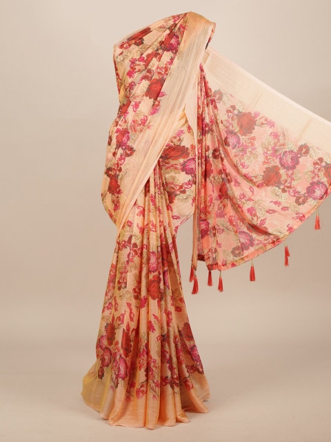 

Pothys Peach-Coloured Printed Poly Chiffon Saree