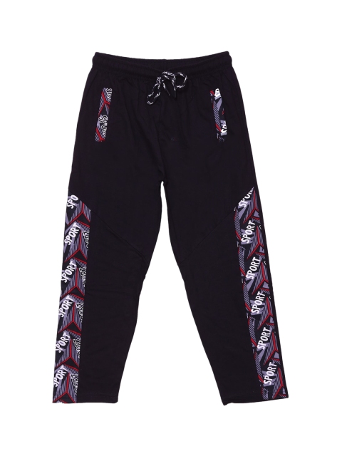 

SWEET ANGEL Boys Black Printed Straight-Fit Track Pants