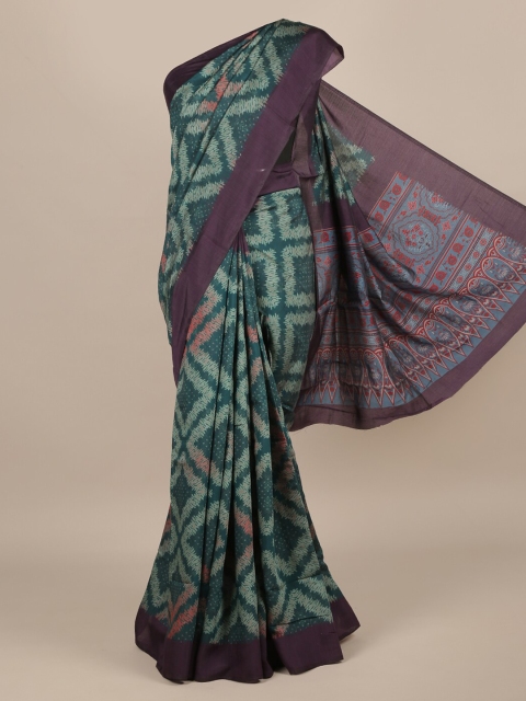 

Pothys Green Printed Jute Silk Saree