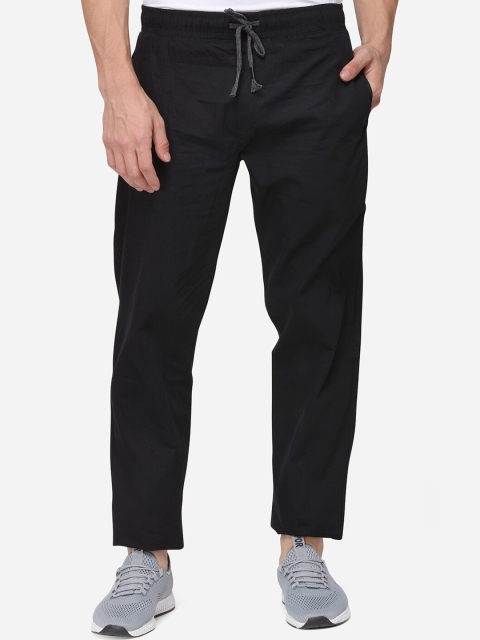 

JADE BLUE Men Black Regular Fit Solid Regular Trousers