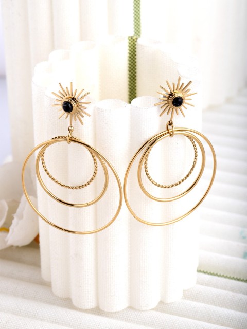 

CRZ Gold-Plated Beaded Circular Drop Earrings