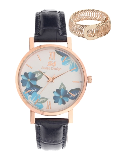 

Swiss Design Women Rose Gold-Toned & Gold-Toned Watch & Bracelet Gift Set-SDWGift Set-102
