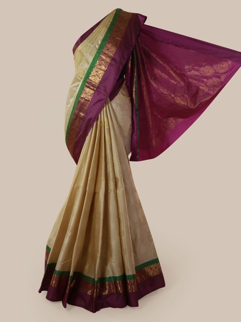 

Pothys Cream-Coloured Woven Design Pure Silk Saree