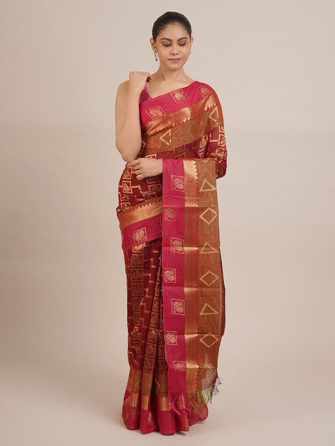 

Pothys Maroon & Golden Woven Design Saree