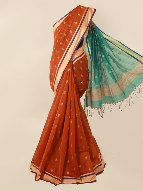 

Pothys Orange Woven Design Cotton Blend Saree