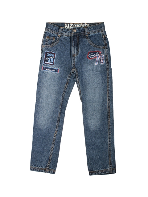 

Lil Lollipop Kids Blue Regular Fit Mid-Rise Clean Look Applique Pure Cotton Jeans