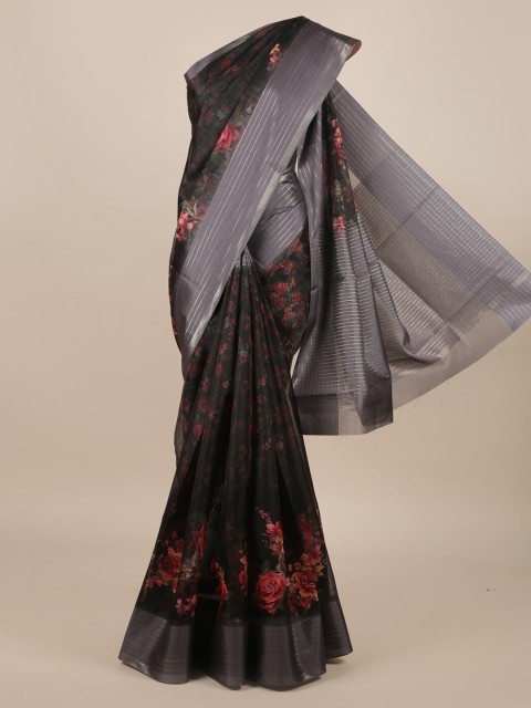 

Pothys Black Printed Jute Silk Saree