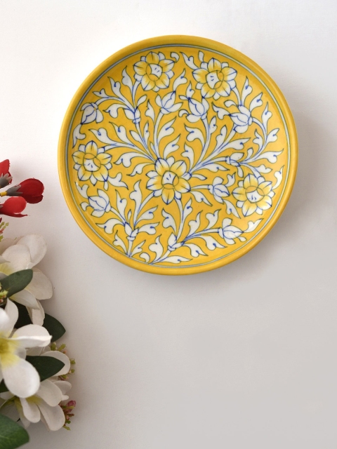 

Neerja Yellow & White Floral Hand-Painted Handmade Pottery Wall Plate