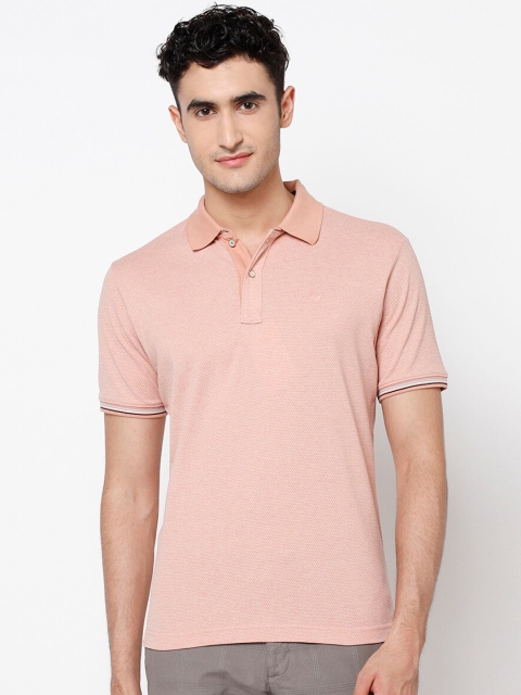 

Blackberrys Men Peach-Coloured Solid Polo Collar T-shirt
