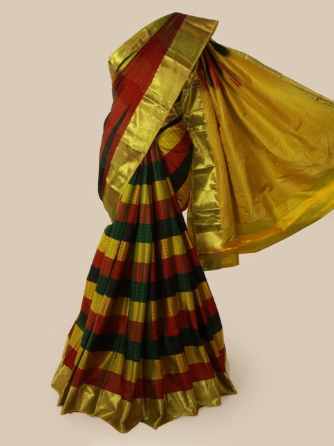 

Pothys Maroon & Gold-Toned Pure Silk Woven Design Saree