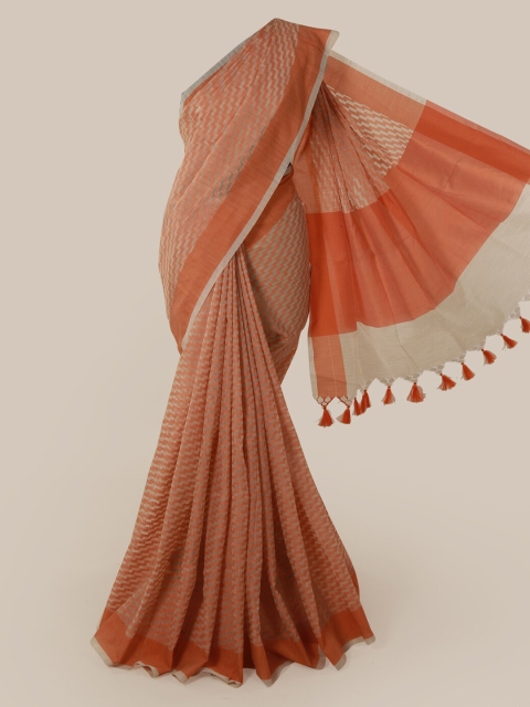 

Pothys Cream-Coloured & Red Supernet Printed Saree