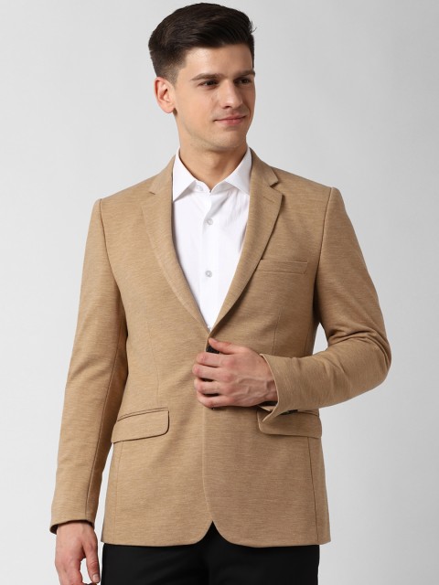 

Peter England Elite Men Brown Self Design Slim-Fit Single-Breasted Formal Blazer