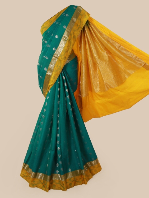 Pothys Green & Yellow Pure Silk Woven Design Saree