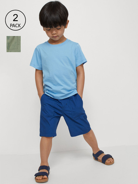 

H&M Boys Olive Green & Blue 2 Pack Cotton Shorts