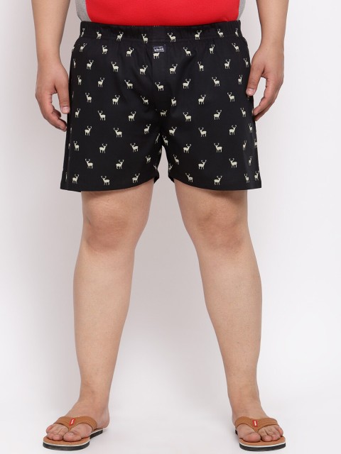 

plusS Men Plus Size Black and White Printed Pure Cotton Boxers MBX208E