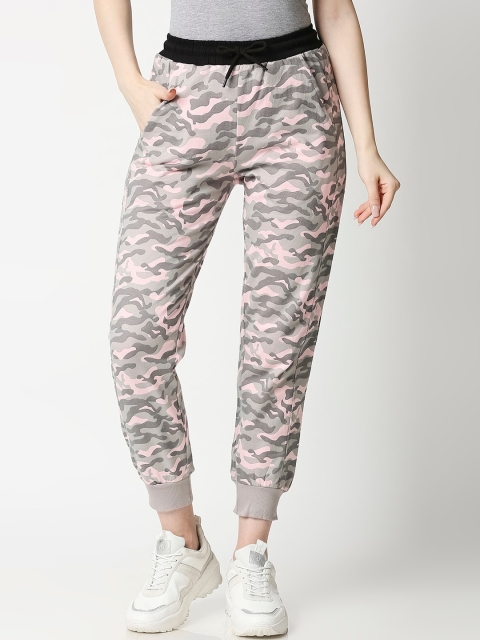 

Bewakoof Women Pink & Grey Camo Printed Joggers