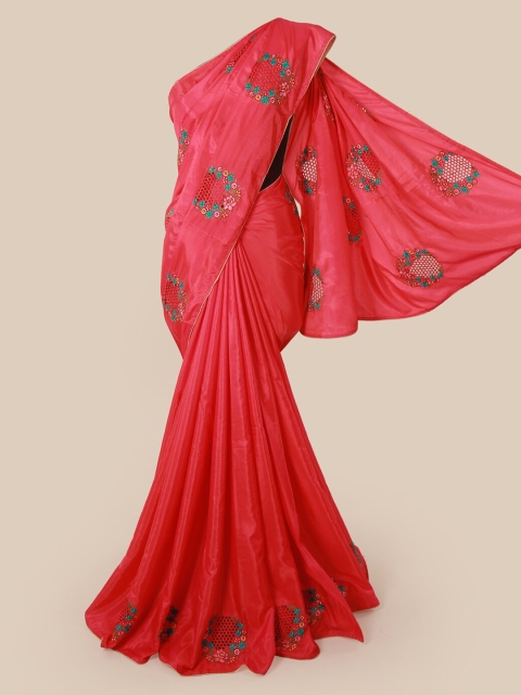 

Pothys Pink Embroidered Art Silk Saree