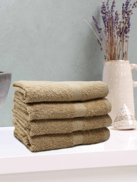 

Trident Set Of 4 Beige Solid 400 GSM Cotton Hand Towels