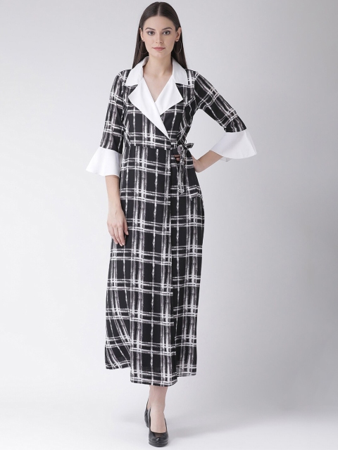 

Texco Women Black & Grey Checked Wrap Dress