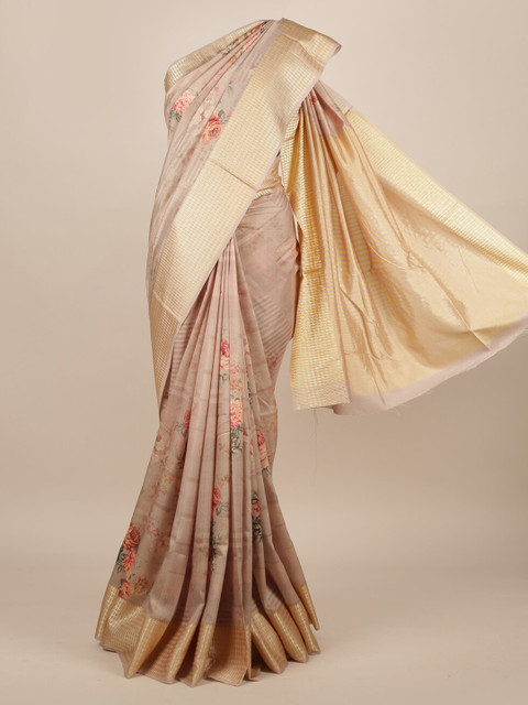 

Pothys Beige Printed Jute Silk Saree