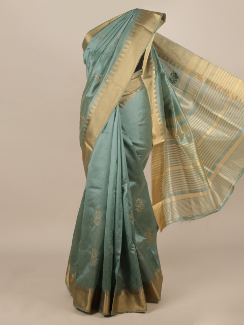 

Pothys Green Woven Design Jute Silk Saree