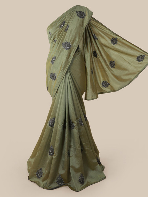 

Pothys Green Embroidered Art Silk Saree