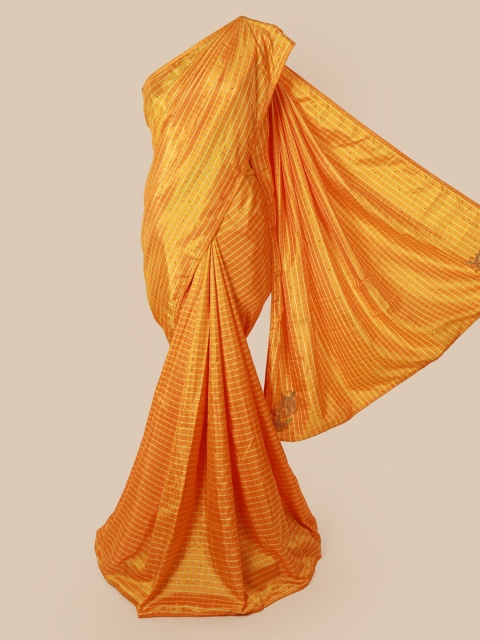 

Pothys Mustard Checked Art Silk Saree