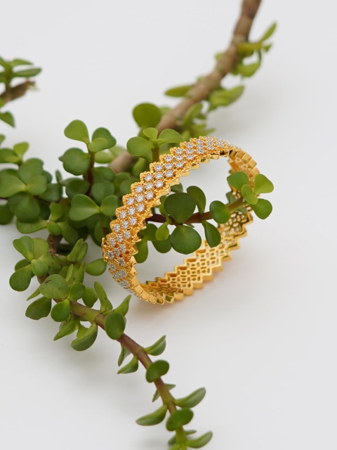 

SANGEETA BOOCHRA Gold-Plated & White Diamond Stone Studded Handcrafted Bangle