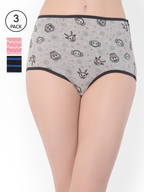 

Clovia Women Pack Of 3 Hipster Briefs COMPN1074S, Pink
