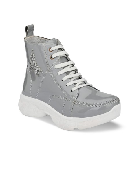 

AfroJack Women Grey High-Top Trekking Shoes Casual Shoes