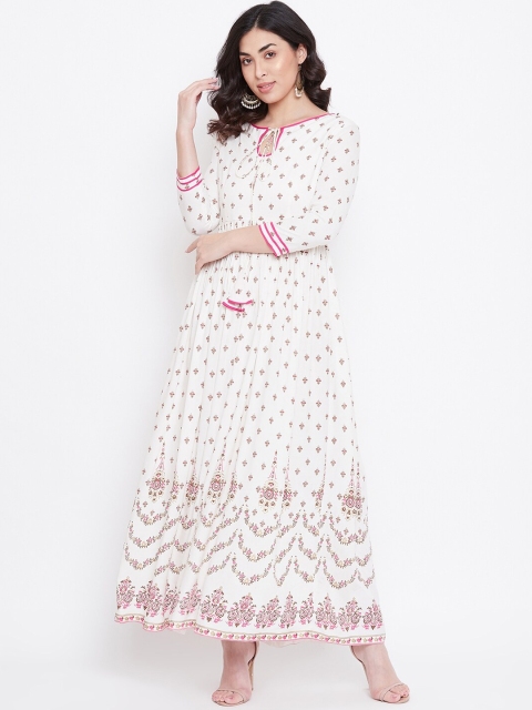 

TULIP 21 Women Off-White Printed Maxi Dress