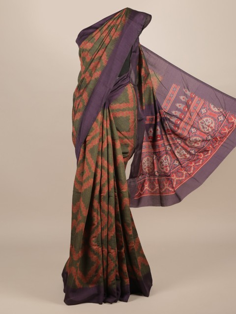 

Pothys Green & Pink Jute Silk Printed Saree