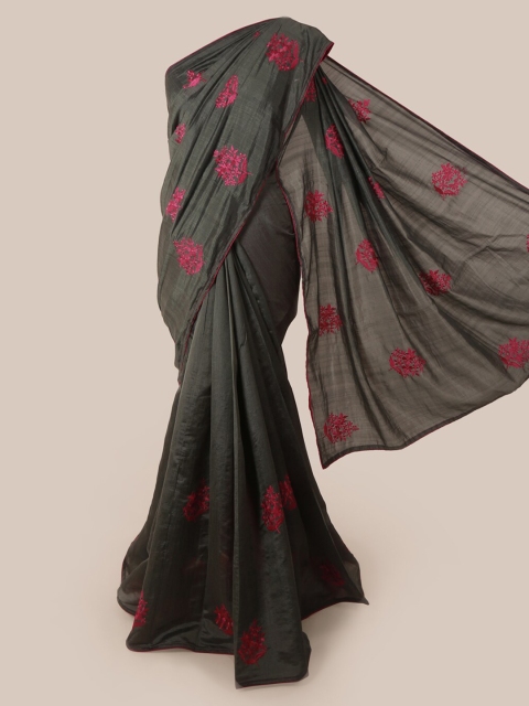 

Pothys Grey Embroidered Art Silk Saree