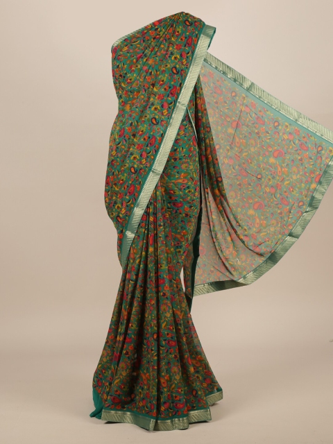 

Pothys Green & Pink Poly Chiffon Printed Saree