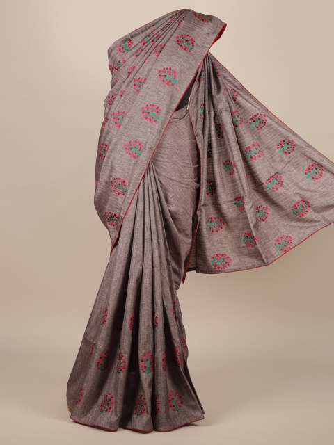 

Pothys Grey Pure Silk Embroidered Tussar Saree