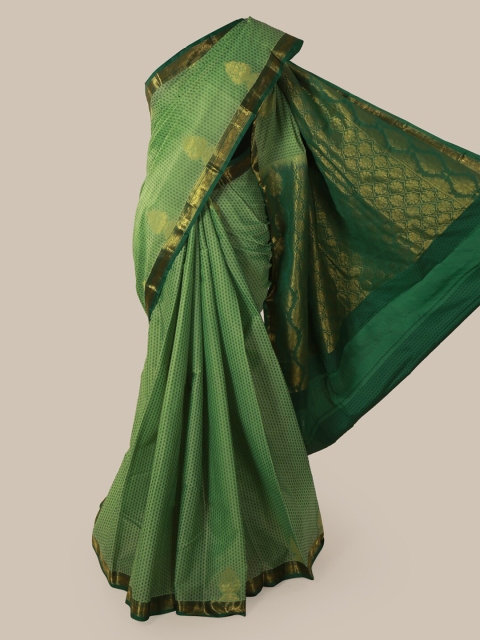 

Pothys Green & Gold-Toned Pure Silk Woven Design Saree