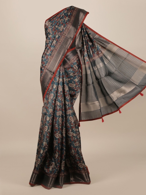 

Pothys Blue Woven Design Jute Silk Saree