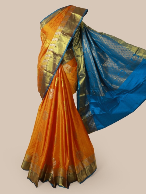 

Pothys Orange Woven Design Pure Silk Saree