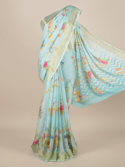 

Pothys Blue Printed Poly Chiffon Saree