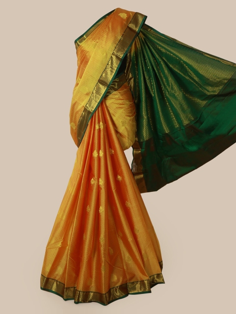 

Pothys Yellow & Green Pure Silk Woven Design Saree