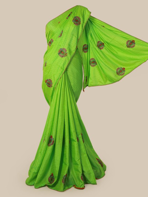 

Pothys Green Embroidered Art Silk Saree